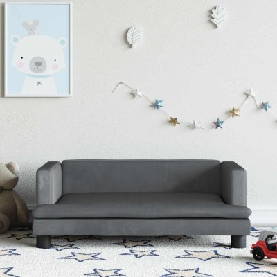 vidaXL Canapea pentru copii, gri &amp;icirc;nchis, 80x45x30 cm, catifea foto