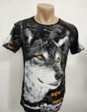Tricou bărbătesc imprimeu cap lup - M
