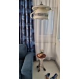 Pendul &bdquo;Trasaturi imperfecte&rdquo; E27, 1x60W, ceasca gigant + farfurie ceramica, alb-argintiu