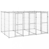 VidaXL Padoc c&acirc;ini de exterior cu acoperiș, 7,26 m&sup2;, oțel galvanizat