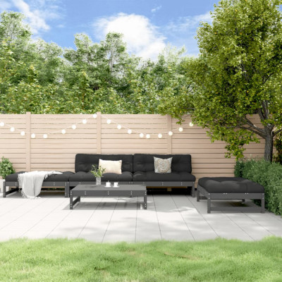 vidaXL Set mobilier relaxare de grădină 5 piese gri lemn masiv de pin foto