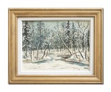 Cumpara ieftin Tablou vechi 1994 pictat manual inramat, Peisaj de iarna, 55x45cm ulei pe panza, Emilian Enache