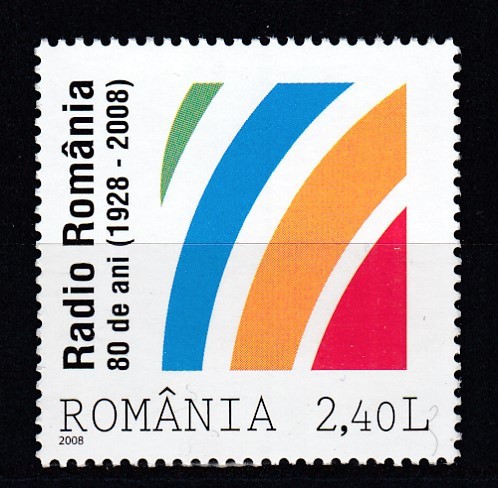 ROMANIA 2008 LP 1820 - 80 DE ANI SOCIETATEA ROMANA RADIODIFUZIUNE SERIE MNH