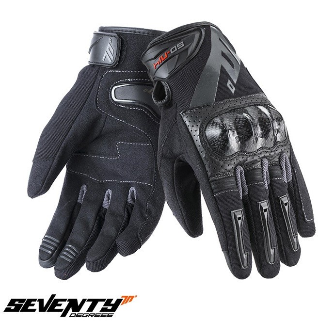 Manusi barbati pentru scuter - motocicleta Racing/Naked vara Seventy model SD-N14 negru/gri &ndash; degete tactile XXL (11 cm)