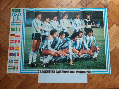 Poster de Fotbal - Echipa Argentinei de la Cupa Mondiala din 1978 - 97x 67 cm foto