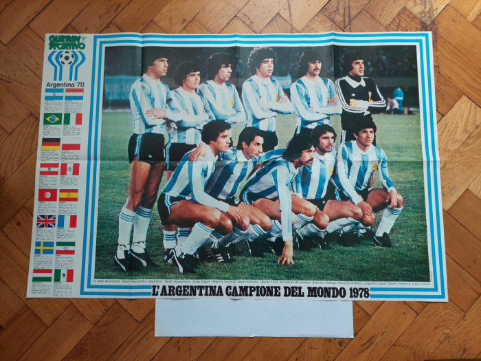 Poster de Fotbal - Echipa Argentinei de la Cupa Mondiala din 1978 - 97x 67 cm