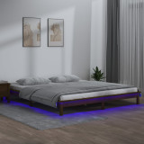 Cadru de pat cu LED, maro miere, 140x200 cm, lemn masiv, vidaXL