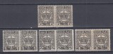 1932/1938 TAXA DE PLATA COROANA (CU FILIGRAN) EMISIUNEA I-a PERECHE SERII MNH, Nestampilat