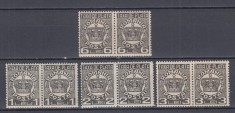 ROMANIA 1932/1938 TAXA DE PLATA COROANA (CU FILIGRAN) EMISIUNEA I-a PERECHE SERII MNH