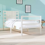 VidaXL Cadru de pat 2FT6 Small Single, alb, 75x190 cm, lemn masiv pin