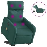Cumpara ieftin Fotoliu electric masaj rabatabil / ridicare verde inchis textil