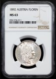FRANZ JOSEPH I - 1 GULDEN / FLORIN 1892 MS 63 - MONETARIA VIENA - GRADATA NGC 8361236-011, Europa, Argint