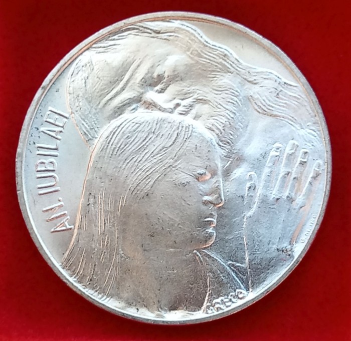 (S) MONEDA DIN ARGINT VATICAN - 500 LIRE 1975, ANUL SFANT - IERTAREA, AUNC