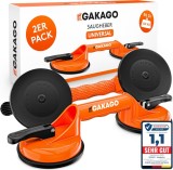 Cumpara ieftin Set de 2 ventuze pentru placi Gakago, plastic/aluminiu/cauciuc, portocaliu/negru, 32,5 x 12 cm