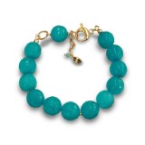 Cumpara ieftin Brățară Argint 925 placat aur, Jad Verde Acvatic 12mm, reglabilă 17-23cm, Harmony Made in Italy