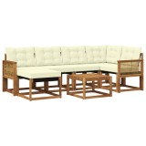 vidaXL Set de canapele de exterior cu pernă 7 pcs Natural și Crem 3382082