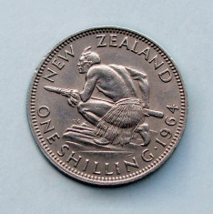 NOUA ZEELANDA - 1 Shilling 1964 - Maori Warrior foto