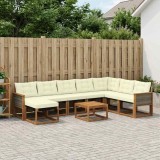 vidaXL Set de canapele de exterior cu pernă 9 pcs Natural și Crem 3382154