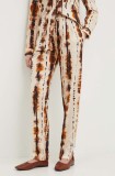 La Petite Fran&ccedil;aise pantaloni de bumbac PENDULE culoarea bej, mulata, high waist