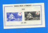 ROMANIA1943. LP 152. Crucea Rosie. Colita nedantelata. Filigran CC, Nestampilat