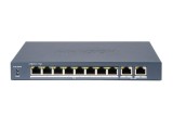 Switch PoE smart Hikvision cu 8 porturi PoE, 2 uplink Gigabit, 110W