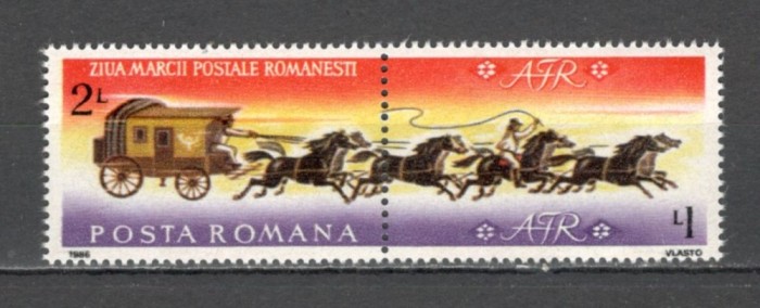 Romania.1986 Ziua marcii postale-cu vigneta XR.965