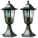Cumpara ieftin Lampi de gradina, 2 buc., verde inchis/negru, aluminiu