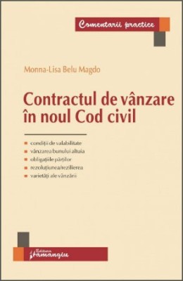 Monna-Lisa Belu Magdo - Contractul de vanzare in noul Cod civil foto