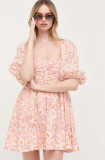 Cumpara ieftin Bardot rochie culoarea roz, mini, evazati