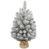 HOMCOM Brad de Crăciun Mic &Icirc;nalt de 61 cm cu 72 de Ramuri &Icirc;nzăpezite, Conuri și Boabe Roșii, Verde | Aosom Romania