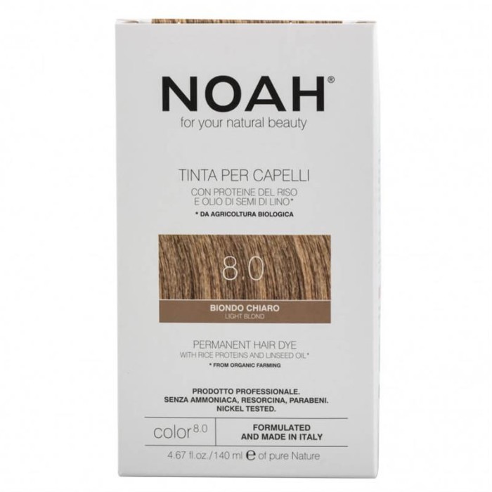 Vopsea de Par Naturala Fara Amoniac Blond Deschis 8.0 140 mililitri Noah