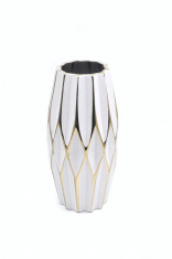 Vaza decor, ceramica, alb,26x12 cm foto