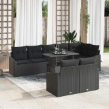 VidaXL Set de canapele pentru grădină 9 pcs Negru 100 x 55 x 73 cm