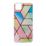 Husa protectie flippy compatibila cu huawei p30 lite soft imd tpu marble geometric roz