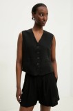Answear Lab vesta culoarea negru, un singur rand de nasturi