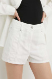 IRO pantaloni scurti din bumbac culoarea alb, neted, high waist