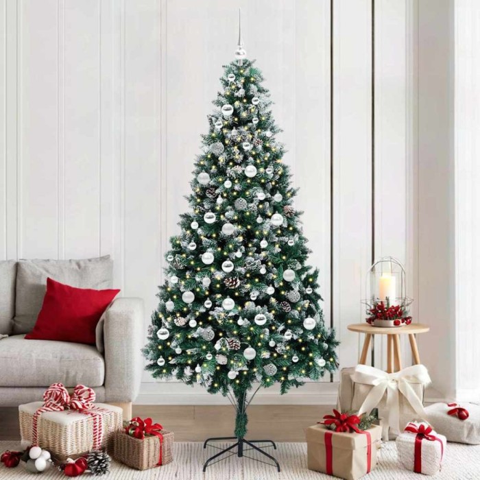 vidaXL Brad de Crăciun artificial Verde 210 cm PVC și Oțel și Plastic 3396278