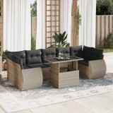 vidaXL Set mobilier de grădină cu perne, 8 piese gri deschis poliratan 3326603