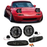 Faruri din sticla clara cu indicator fumuriu negru, potrivite pentru Mazda MX5 NA 90-98 Performance AutoTuning