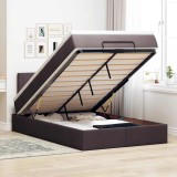 vidaXL Cadru de pat otoman cu saltea țesătură maro &icirc;nchis 120x190 cm 3312211