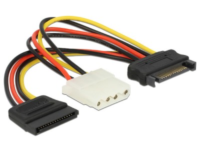 CABLU SURSA SATA 15 PIN STATA &amp;gt; MOLEX 4 PIN MAMA + SATA 65235 DELOCK foto