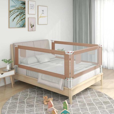 Balustradă de protecție pat copii, gri taupe, 120x25 cm, textil foto
