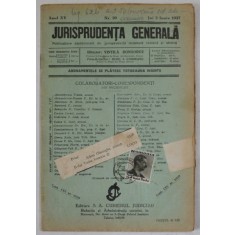 JURISPRUDENTA GENERALA , PUBLICATIUNE SAPTAMANALA DE JURISPRUDENTA ...ANUL XV , NR. 20 , JOI 3 IUNIE , 1937