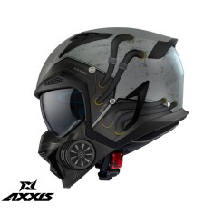 Casca pentru scuter - motocicleta Axxis model Hunter SV Toxic C2 gri mat mat (ochelari soare integrati) &ndash; masca (protectie) barbie si cozoroc detasabi