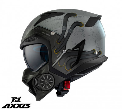 Casca pentru scuter - motocicleta Axxis model Hunter SV Toxic C2 gri mat mat (ochelari soare integrati) &amp;ndash; masca (protectie) barbie si cozoroc detasabi foto
