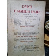 Revista Fundatiilor Regale Anul VIII 1 Noiembrie 1941 Nr. 11