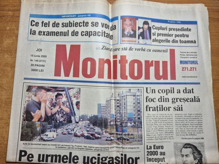 ziarul monitorul 15 iunie 2000 - mihai eminescu