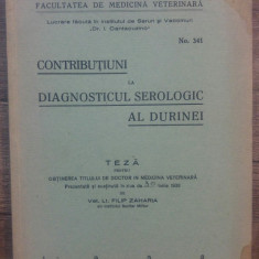 Contributiuni la diagnosticul serologic al durinei/ 1933