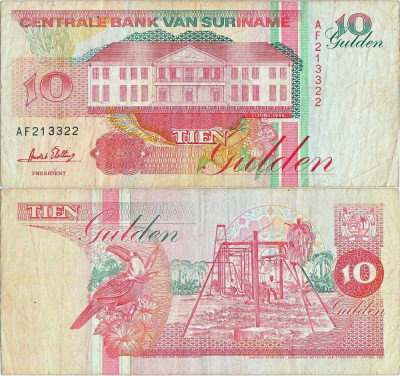 1995 (1 VI), 10 gulden (P-137b.1) - Surinam! foto