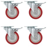 Gossi roti pivotante cu frane duble, 4 buc., 100 mm